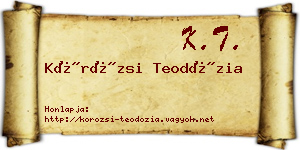 Körözsi Teodózia névjegykártya